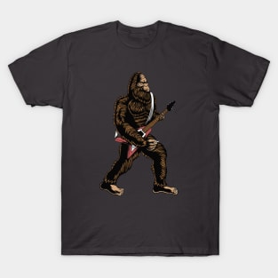 Rock & Roll Guitarist Bigfoot Playing Electric Guitar T-Shirt